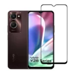(Pack of 3) Vivo Y28e 5G Full Tempered Glass Screen Protector – Military-Grade Durability, High-Density Glass, 9H Hardness, Anti-Scratch, Sensitive Touch, Edge-to-Edge, Full Glue Coverage, Bubble-Free